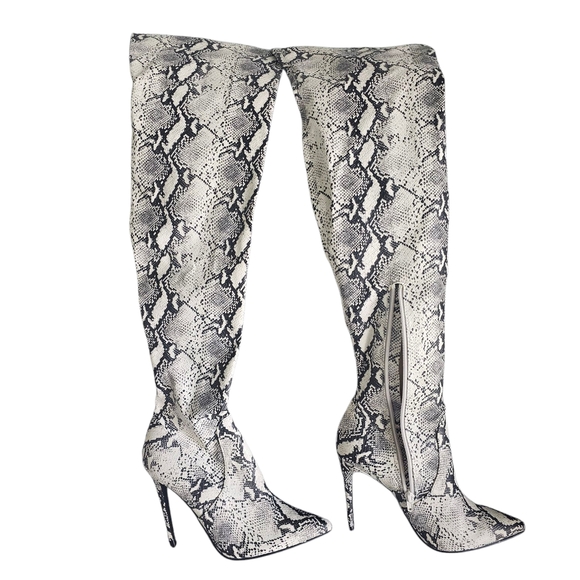 Snakeskin Over-the-Knee Boots